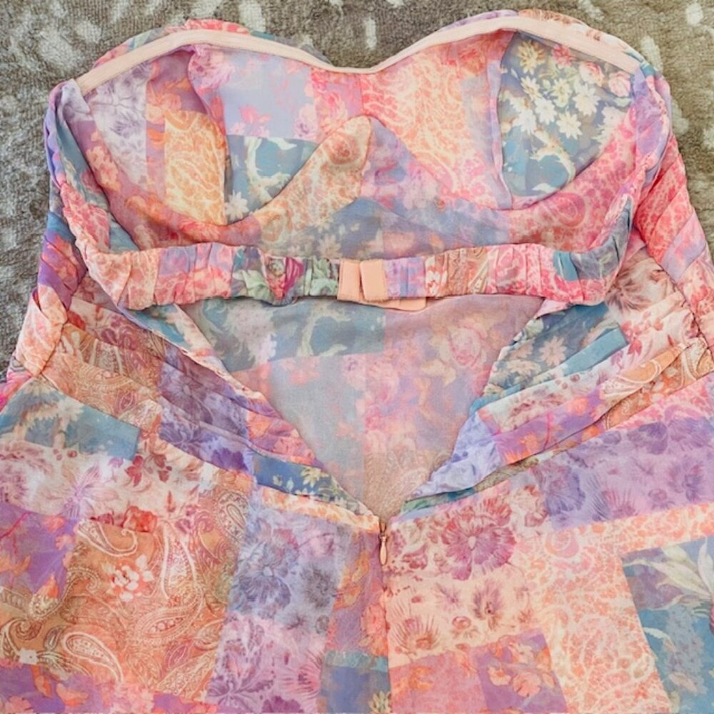 For Love & Lemons Teagan Mini Dress Chiffon Strapless Coquette NWT 2X Plus Size - Picture 6 of 9